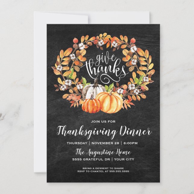 Invitación a la cena de Acción de Gracias (Anverso)