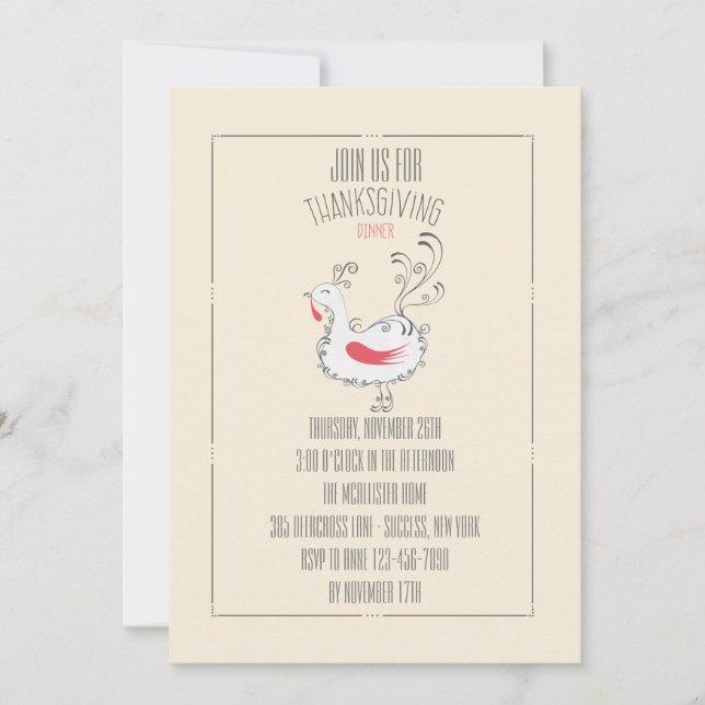 Invitación a la cena de Acción de Gracias (Anverso)