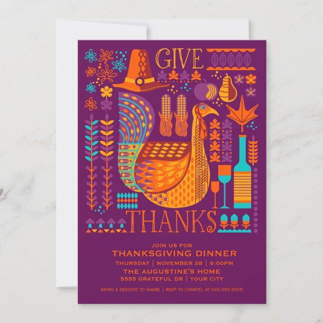 Invitación a la cena de Acción de Gracias (Anverso)