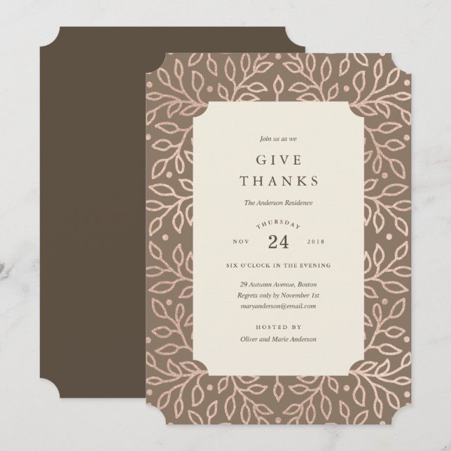 Invitación a la cena de Acción de Gracias (Anverso / Reverso)