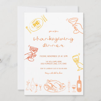 Invitación a la cena de Acción de Gracias a mano c