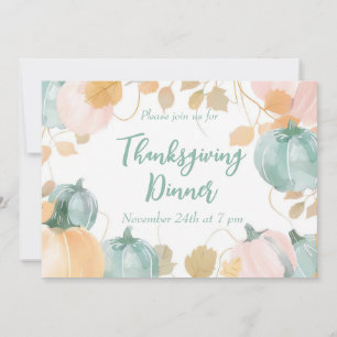 Invitación a la cena de Acción de Gracias Calabaza
