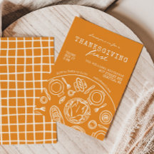 Invitación a la cena de Acción de Gracias con dibu