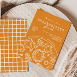Invitación a la cena de Acción de Gracias con dibu