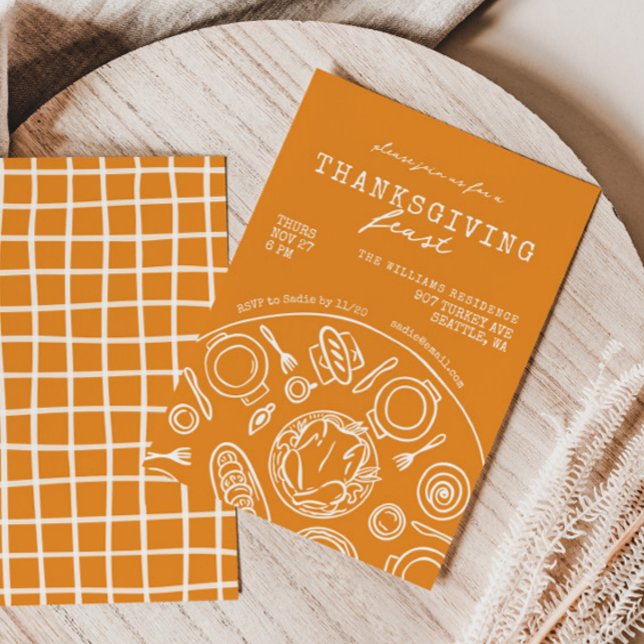 Invitación a la cena de Acción de Gracias con dibu (Subido por el creador)