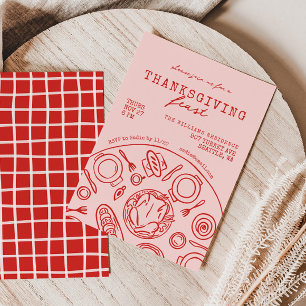 Invitación a la cena de Acción de Gracias con dibu