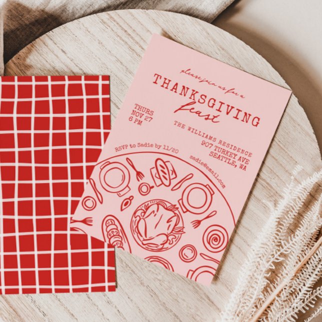 Invitación a la cena de Acción de Gracias con dibu (Subido por el creador)