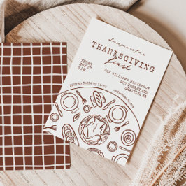 Invitación a la cena de Acción de Gracias con dibu