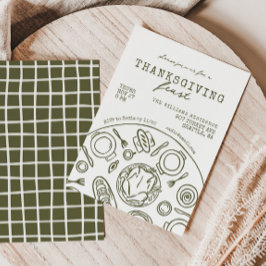 Invitación a la cena de Acción de Gracias con dibu