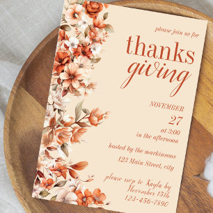 Invitación a la cena de Acción de Gracias con flor