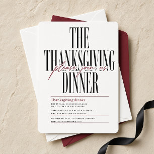 Invitación a la cena de Acción de Gracias con guió