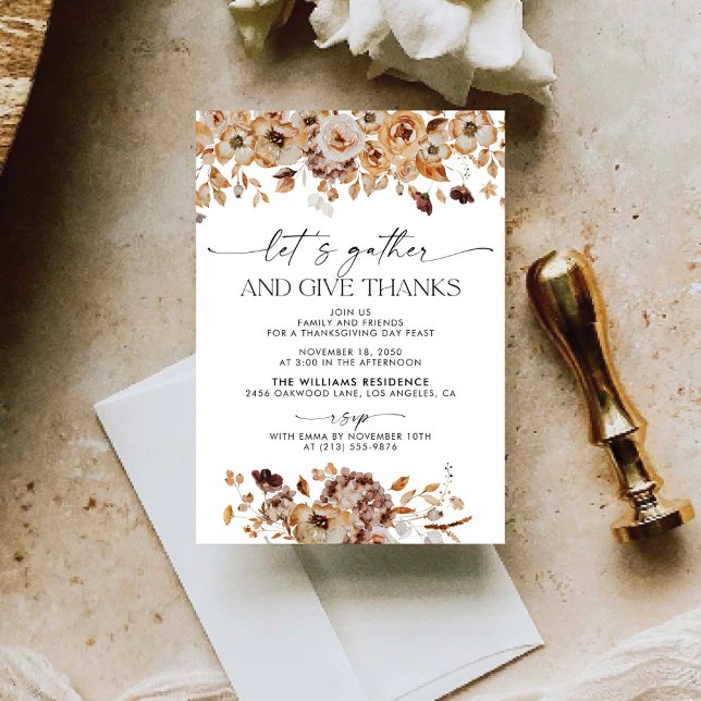 Invitación a la cena de Acción de Gracias con hoja (Subido por el creador)