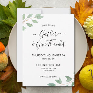 Invitación a la cena de Acción de Gracias con vege