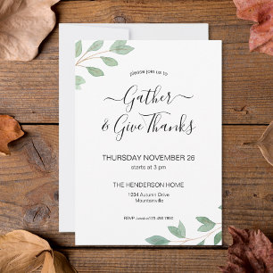 Invitación a la cena de Acción de Gracias con vege