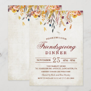 Invitación a la cena de Acción de Gracias de amigo