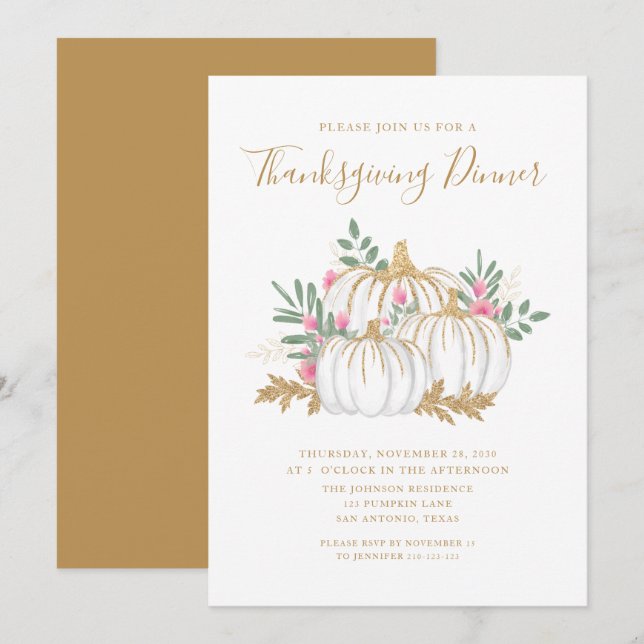 Invitación a la cena de Acción de Gracias de Calab (Anverso / Reverso)