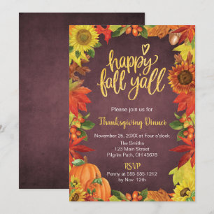 Invitación a la cena de Acción de Gracias de Feliz