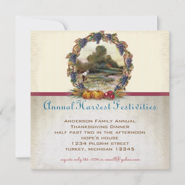 Invitación a la cena de Acción de Gracias de la gr (Anverso)