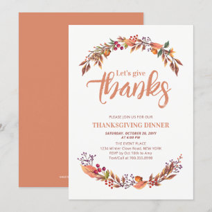 Invitación a la cena de Acción de Gracias de otoño