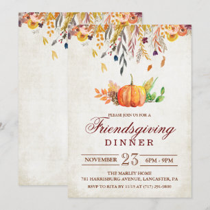 Invitación a la cena de Acción de Gracias de otoño