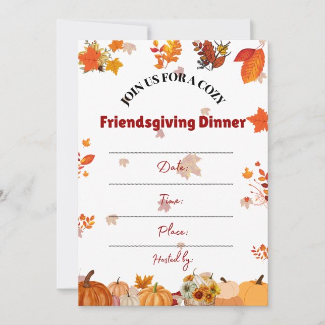 Invitación a la cena de Acción de Gracias de otoño (Anverso)
