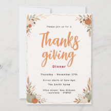Invitación a la Cena de Acción de Gracias de Otoño