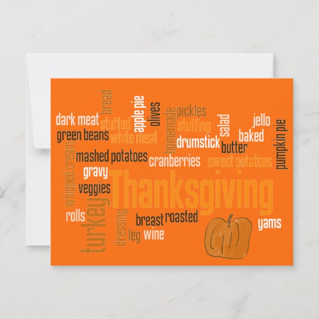 Invitación a la cena de Acción de Gracias de Word  (Anverso)