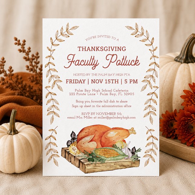 Invitación a la Cena de Acción de Gracias del Prof (Faculty Potluck Thanksgiving Invitation)