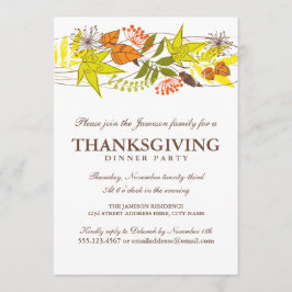 Invitación a la cena de Acción de Gracias en otoño