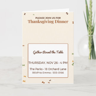 Invitación a la cena de Acción de Gracias en torno
