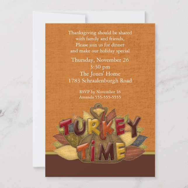 Invitación a la cena de Acción de Gracias en Turqu (Anverso)
