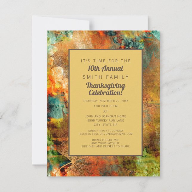 Invitación a la cena de Acción de Gracias familiar (Anverso)