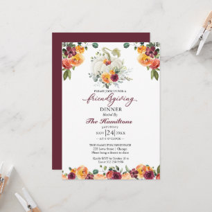 Invitación a la cena de Acción de Gracias floral d