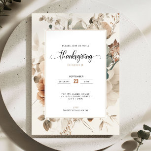 Invitación a la cena de Acción de Gracias floral d