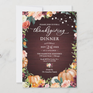 Invitación a la Cena de Acción de Gracias Floral d
