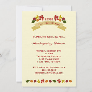 Invitación a la cena de Acción de Gracias organiza