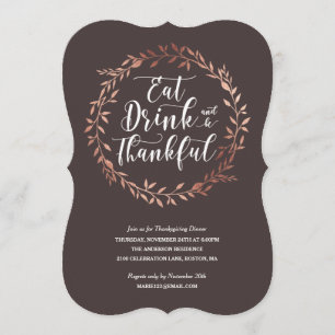Invitación a la cena de Acción de Gracias por la G