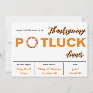 Invitación a la Cena de Acción de Gracias Potluck