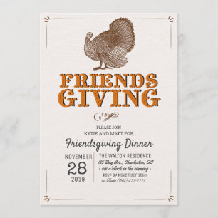 Invitación a la cena de Acción de Gracias vintage 