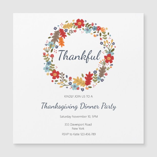 Invitación a la cena de Acción de Gracias Wreath (Anverso)