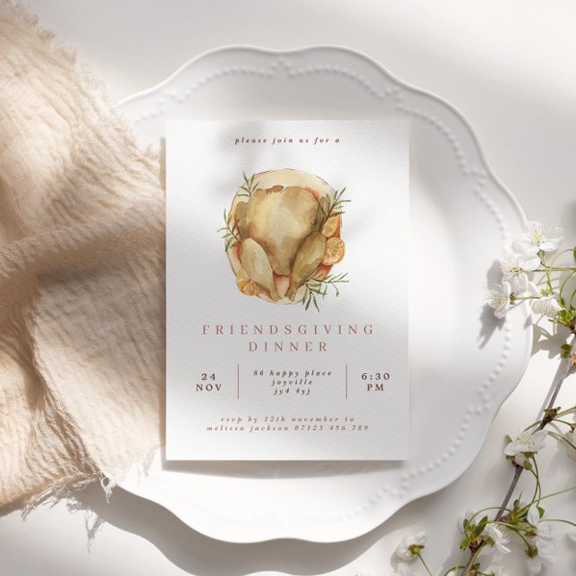 Invitación a la cena de acuarela Turquía Friendsco (Subido por el creador)