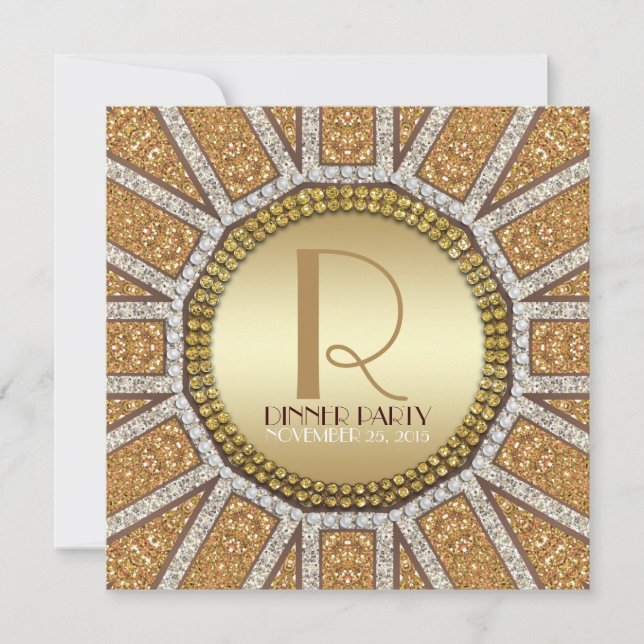 Invitación a la Cena de ArtDeco Sol Dorado con Bri (Anverso)
