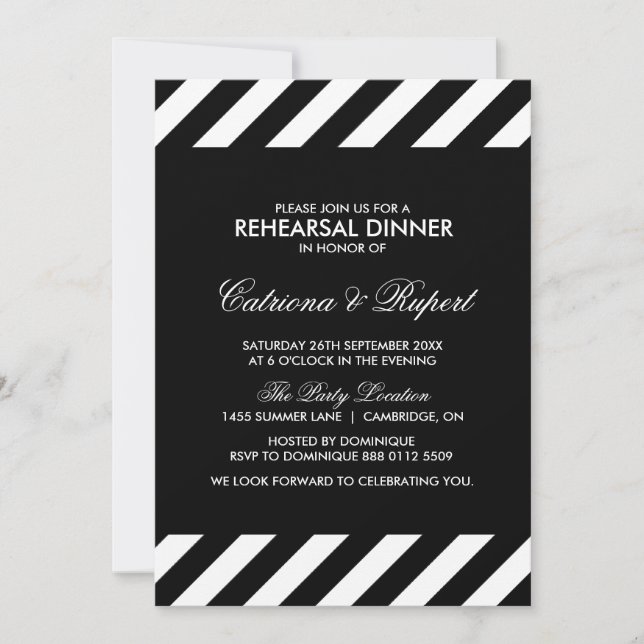 Invitación a la cena de bandas blancas y negras (Anverso)