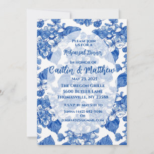 Invitación a la cena de Blue Hydrangeas