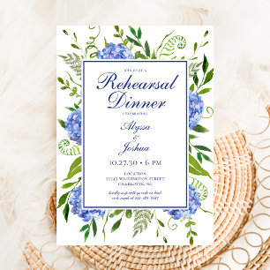 Invitación a la cena de Blue Hydrangeas