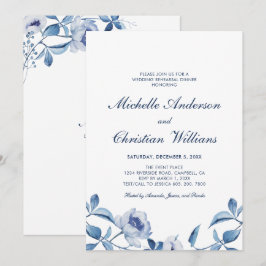 Invitación a la cena de Blue Watercolor Floral