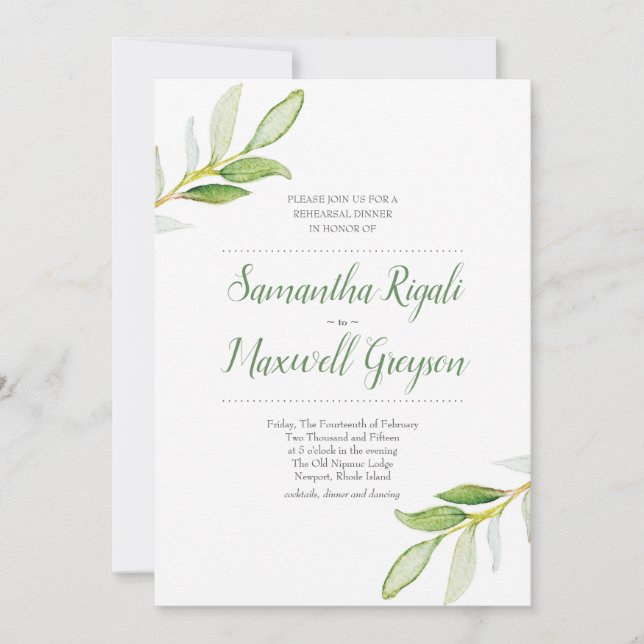 Invitación a la cena de boda (Anverso)