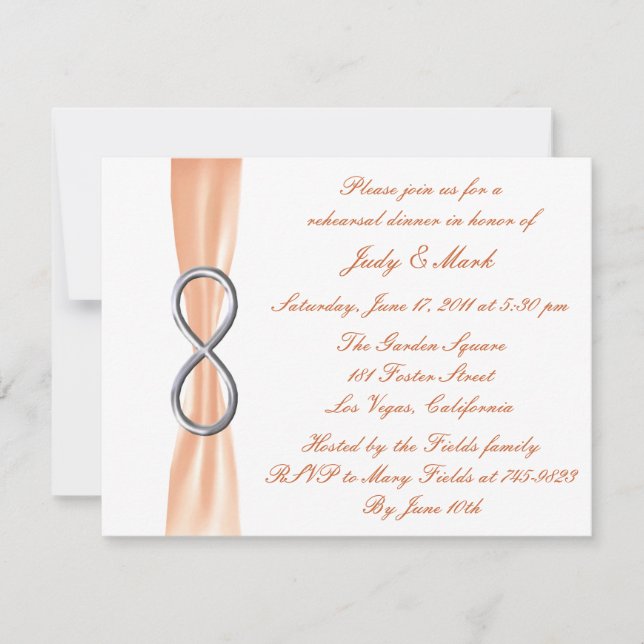 Invitación a la cena de Boda con naranja infinito (Anverso)