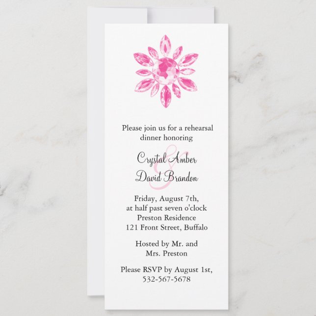 Invitación a la cena de Boda Crystal (Anverso)