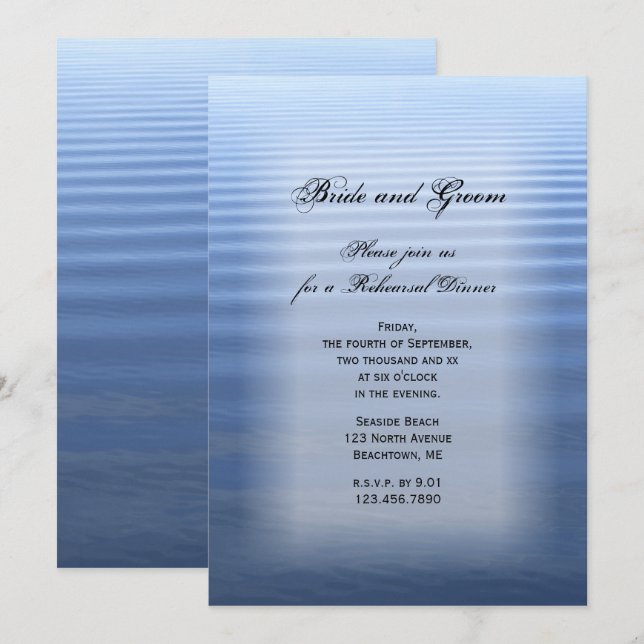 Invitación a la cena de Boda de agua rizada (Anverso / Reverso)
